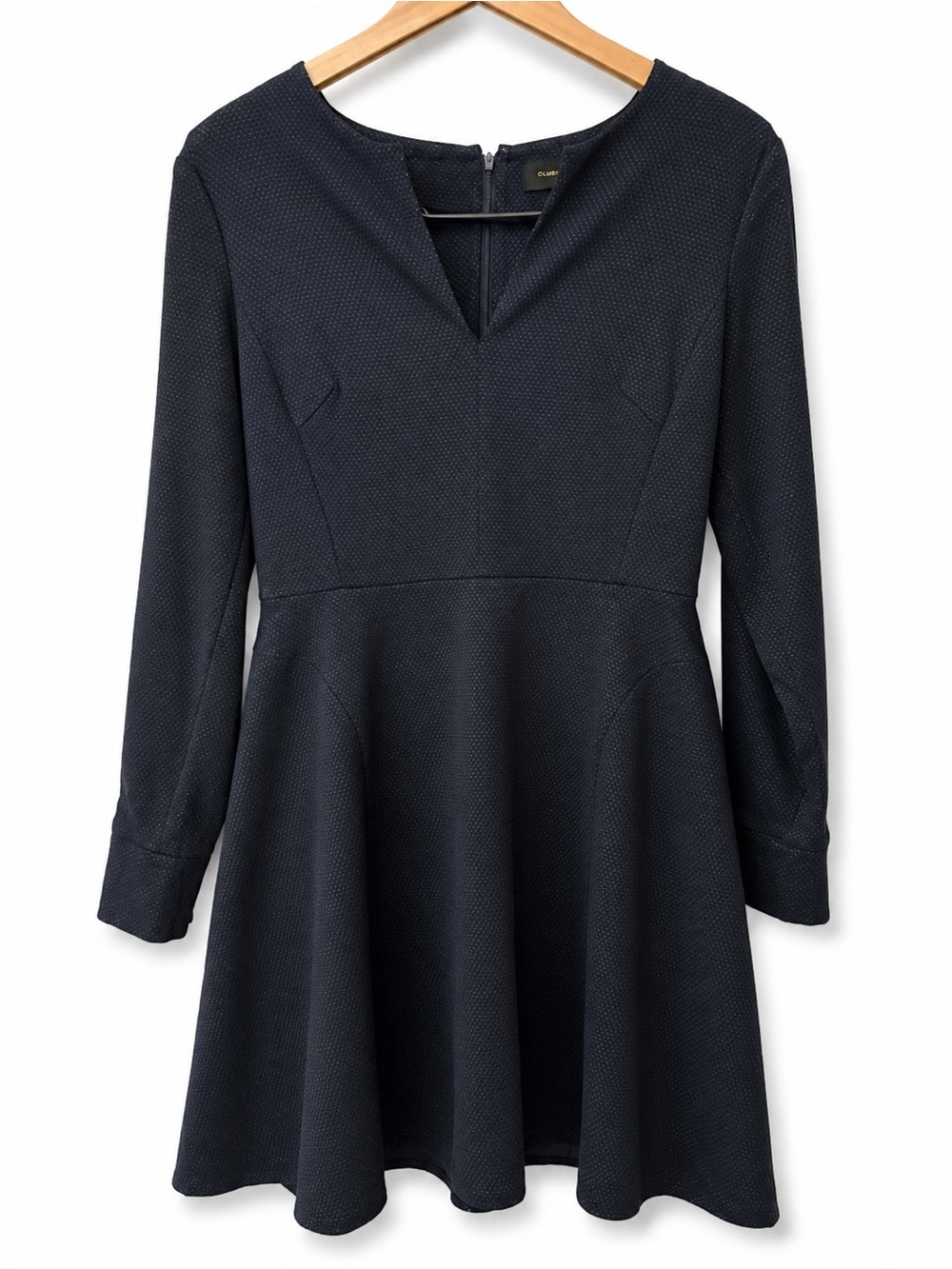 Club Monaco Navy Textured Fit & Flare Dress